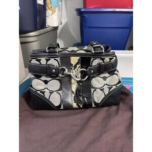 Coach 10262 Black Signature Jacquard Silver Hampton Python Tote Bag 115730820